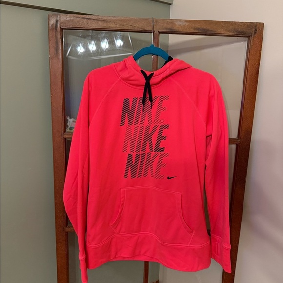 Nike Tops - Nike Vibrant Neon Pink Pullover Hoodie Fleece Lined Thermal w/ Cowl Neck Size XL